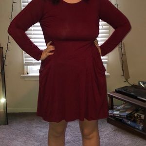 Red long sleeved dress
